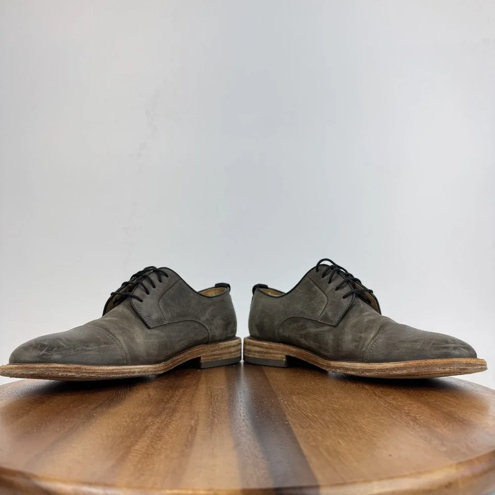 Mens Warfield And Grand Clement Ash Gray Leather Cap Toe Dress Shoes Size 9.5‎ M